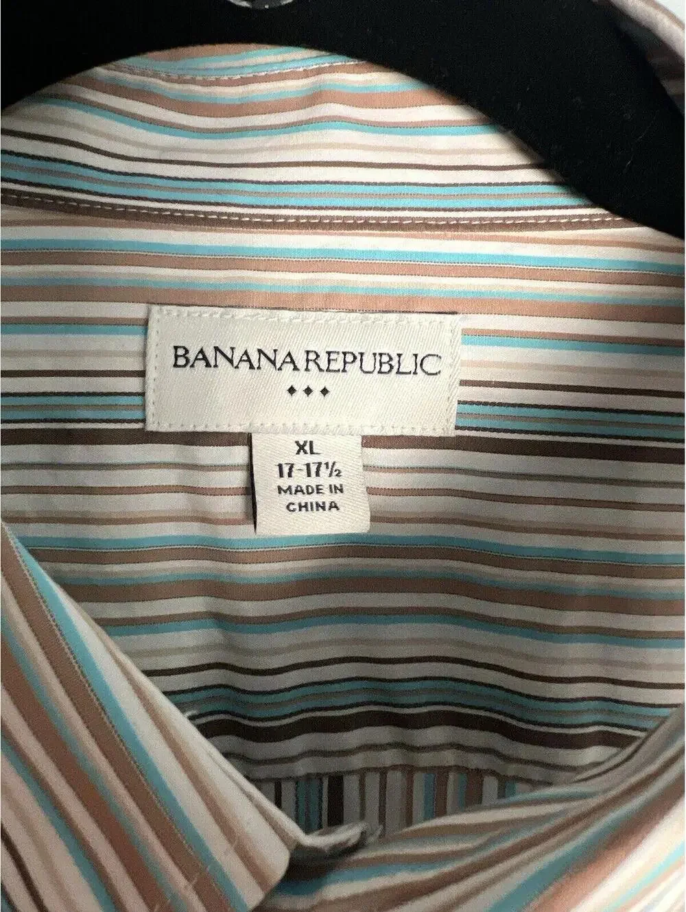 Banana Republic Dress Shirt XL 17 - 17.5  Men’s Striped Cotton Button Down EUC